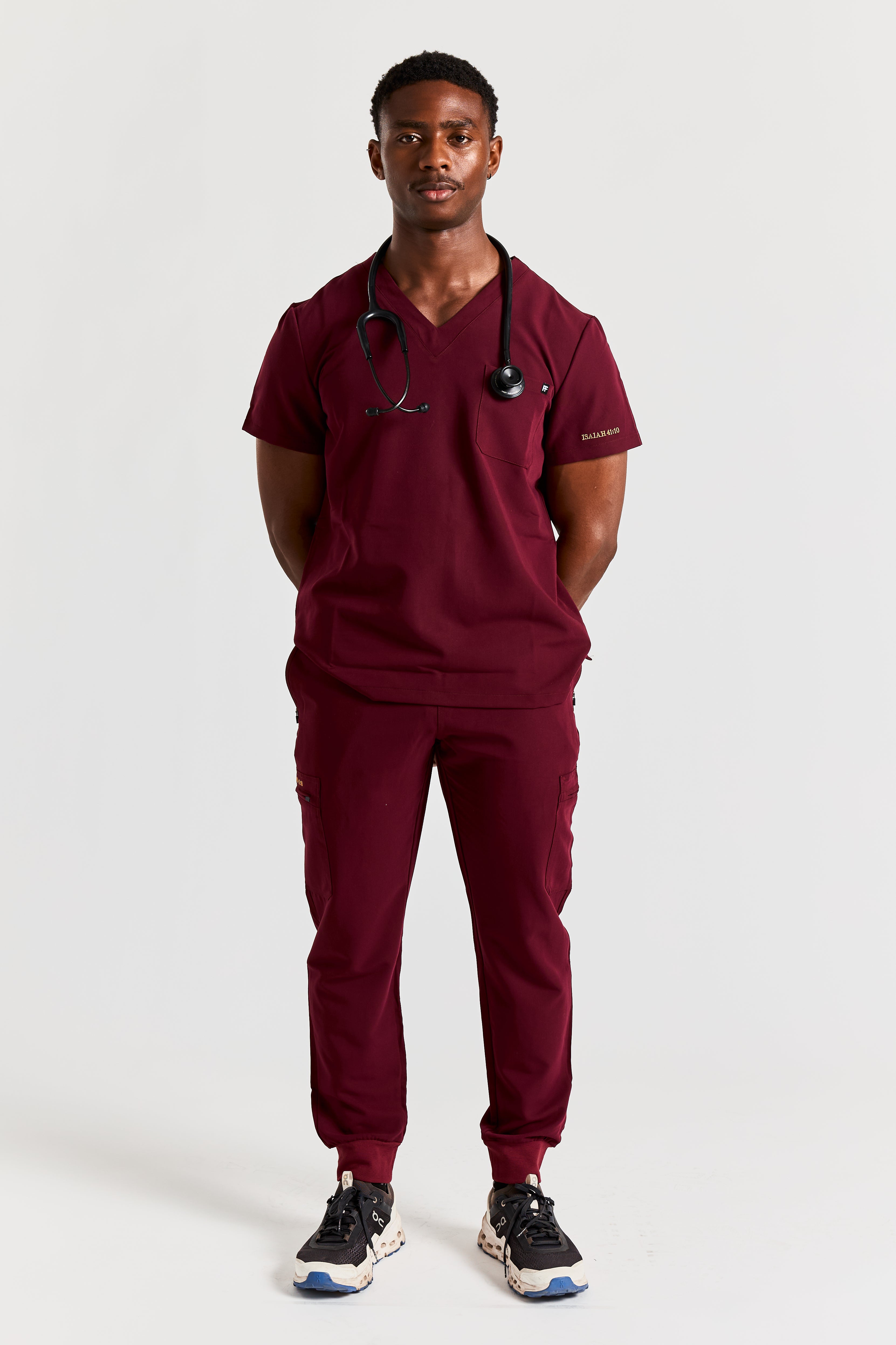CHOSEN IN MAROON SCRUB SET
