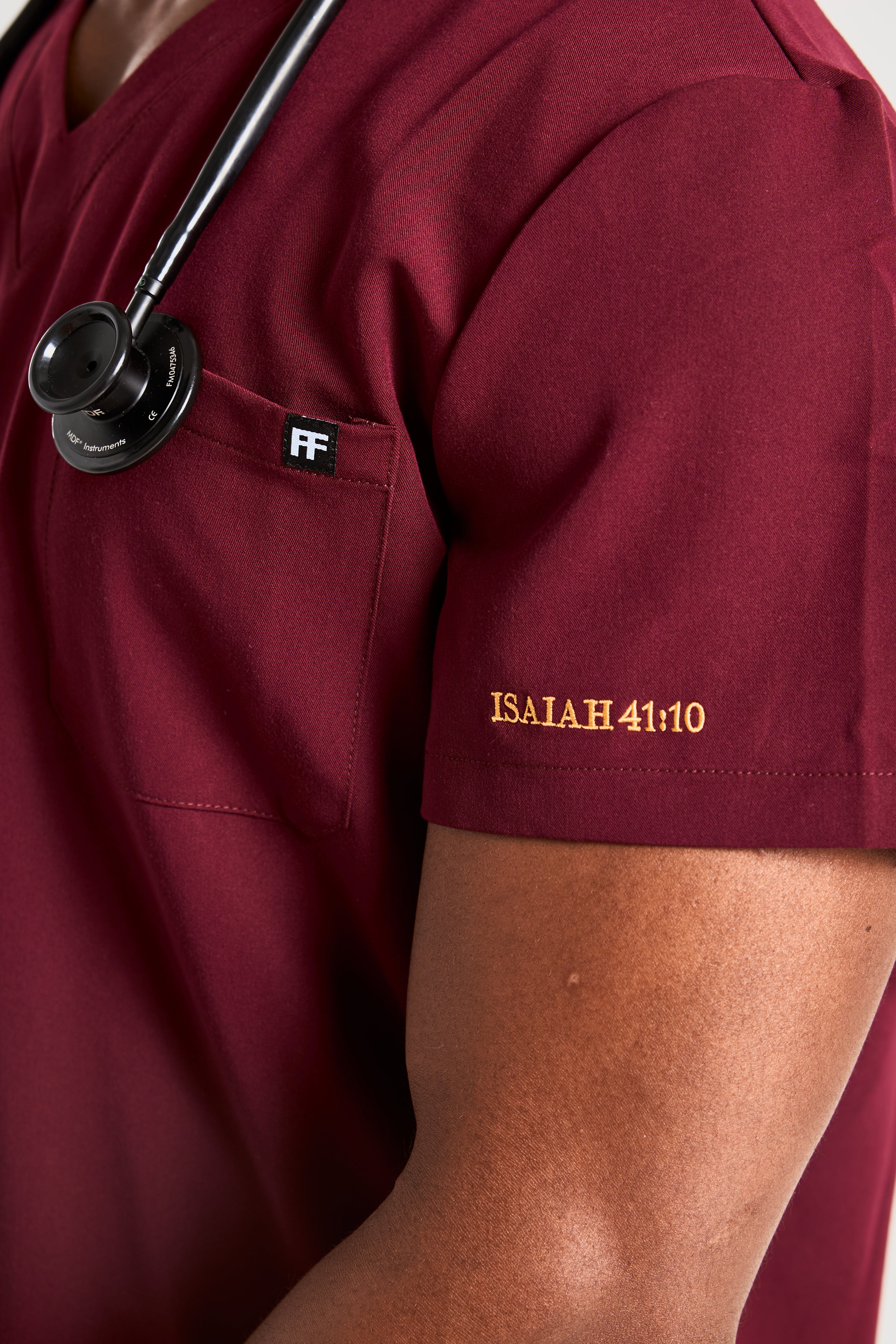 CHOSEN IN MAROON SCRUB SET