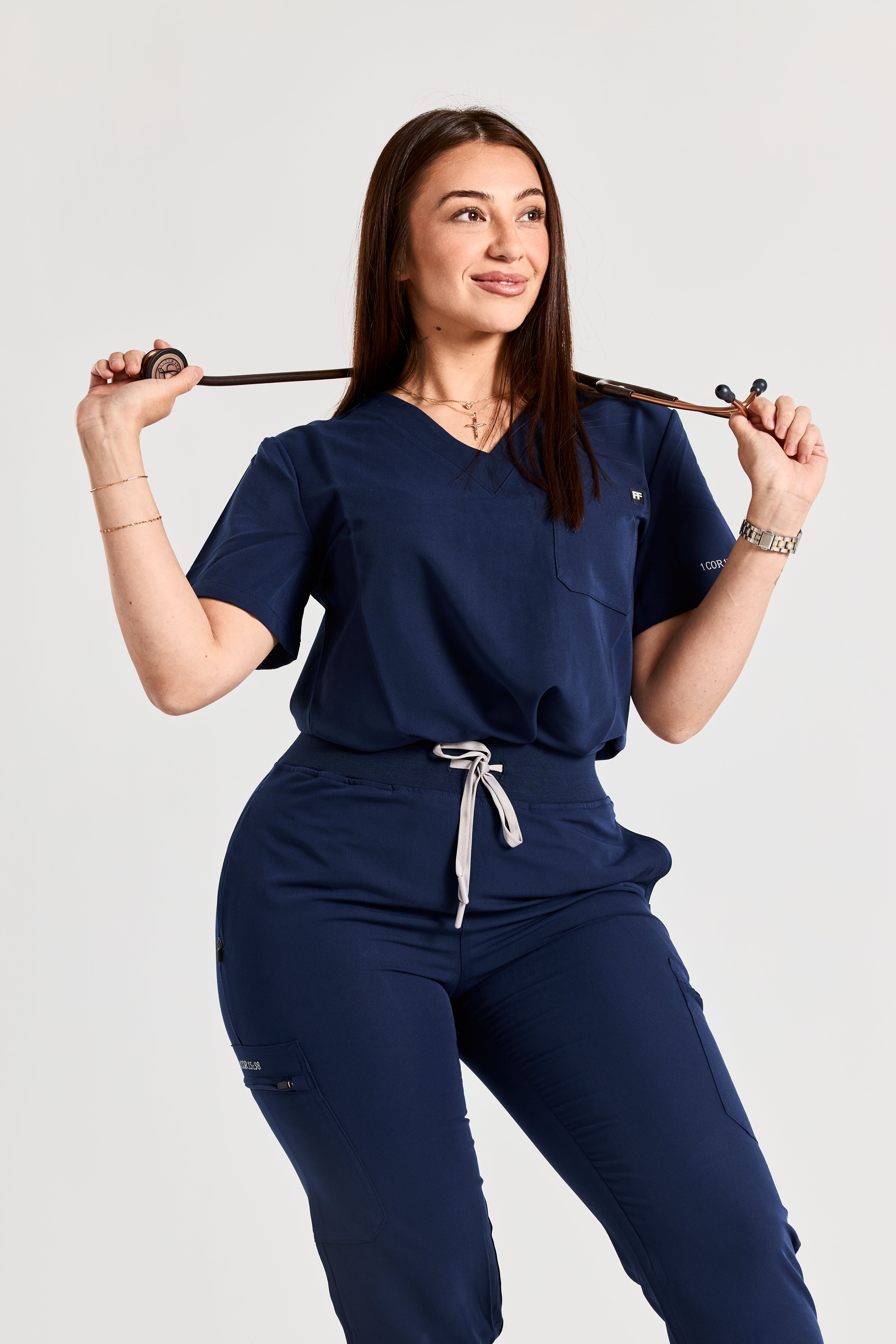ANCHORED IN NAVY BLUE SCRUB SET