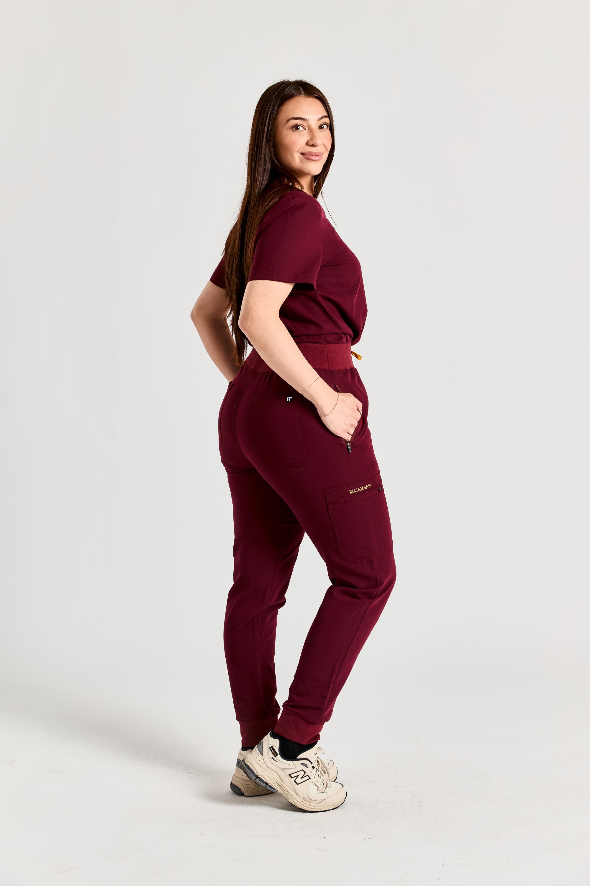 CHOSEN IN MAROON SCRUB SET