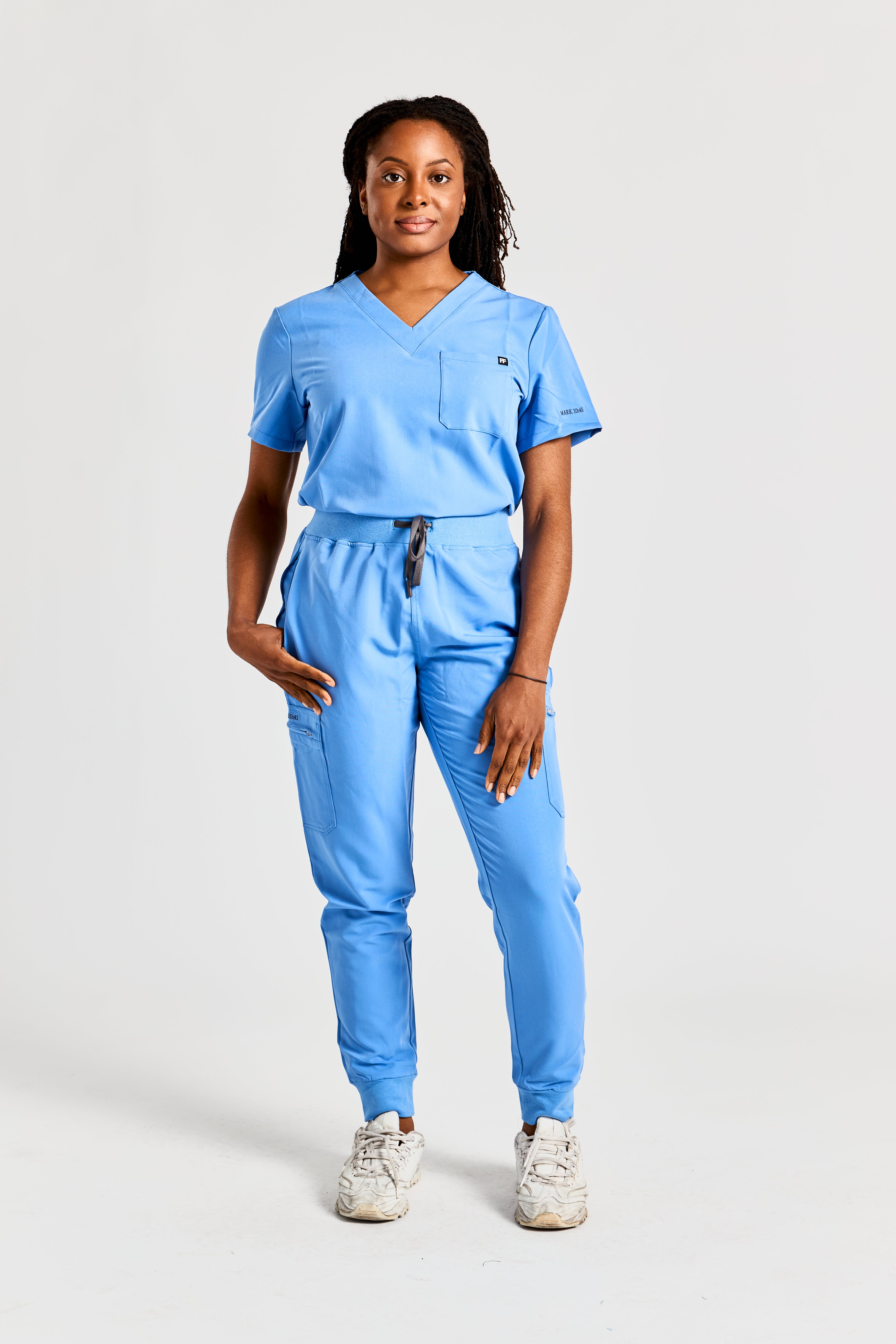 COVERED IN CEIL BLUE SCRUB SET