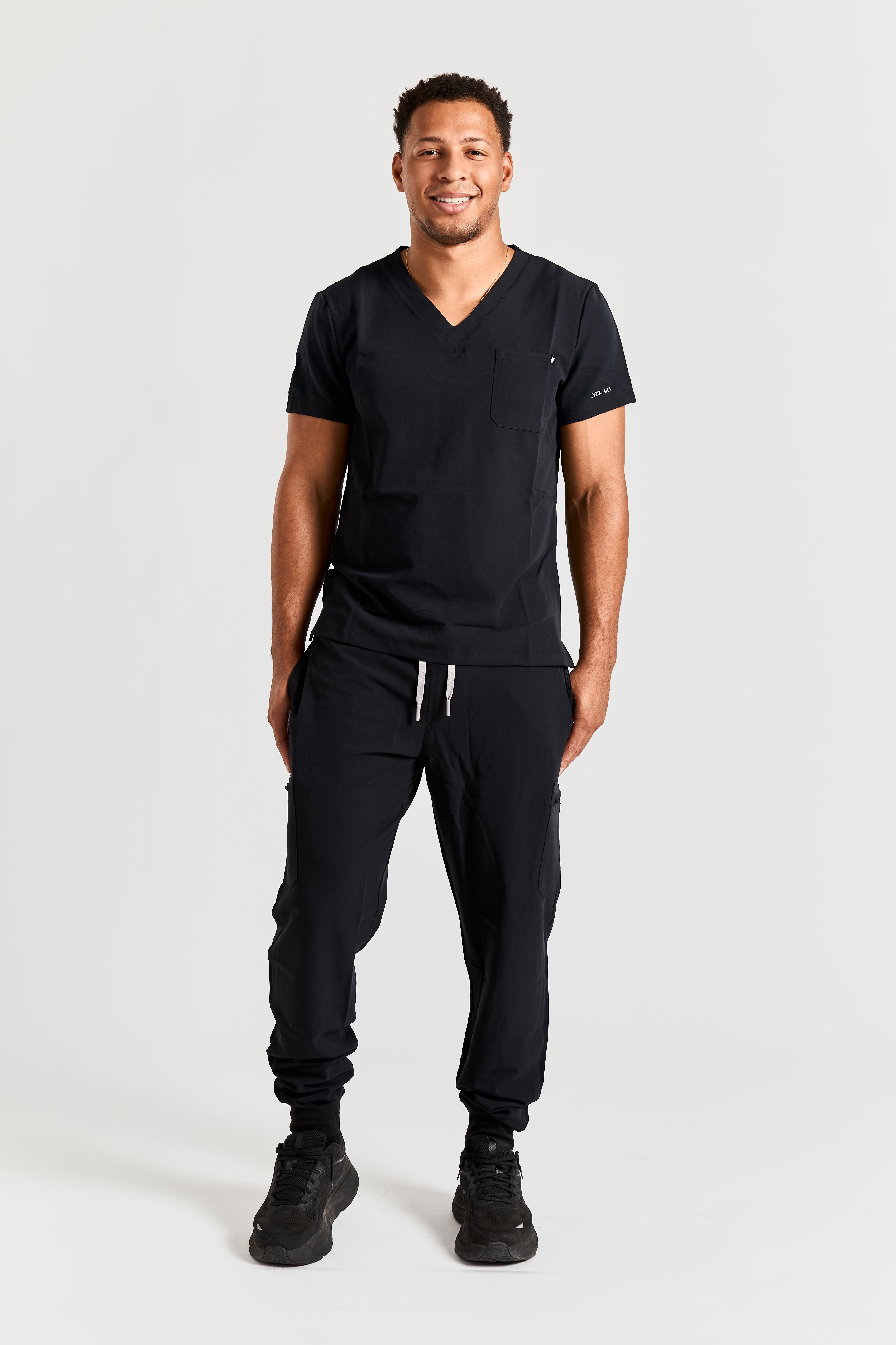 BLESSED IN BLACK SCRUB SET