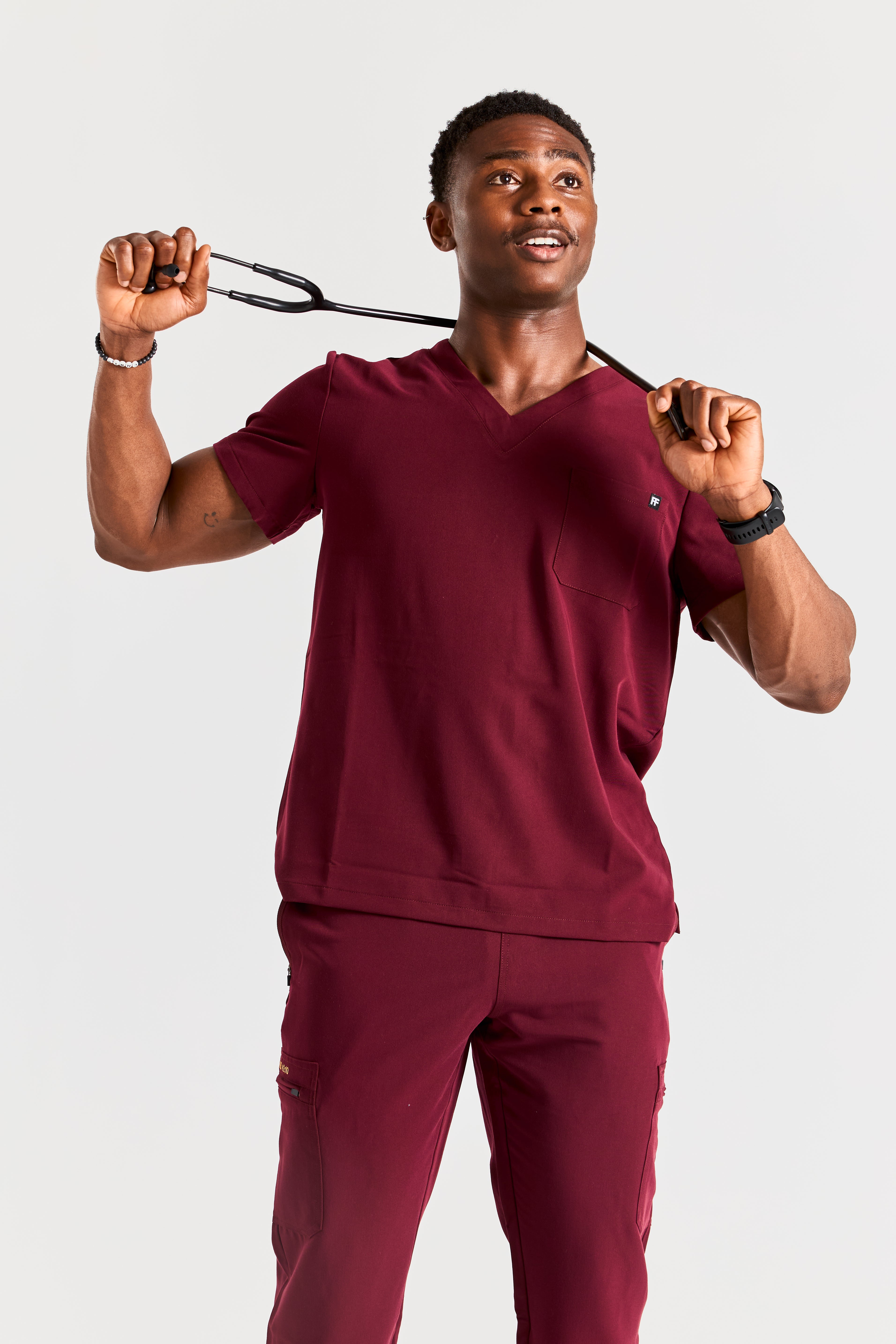 CHOSEN IN MAROON SCRUB SET
