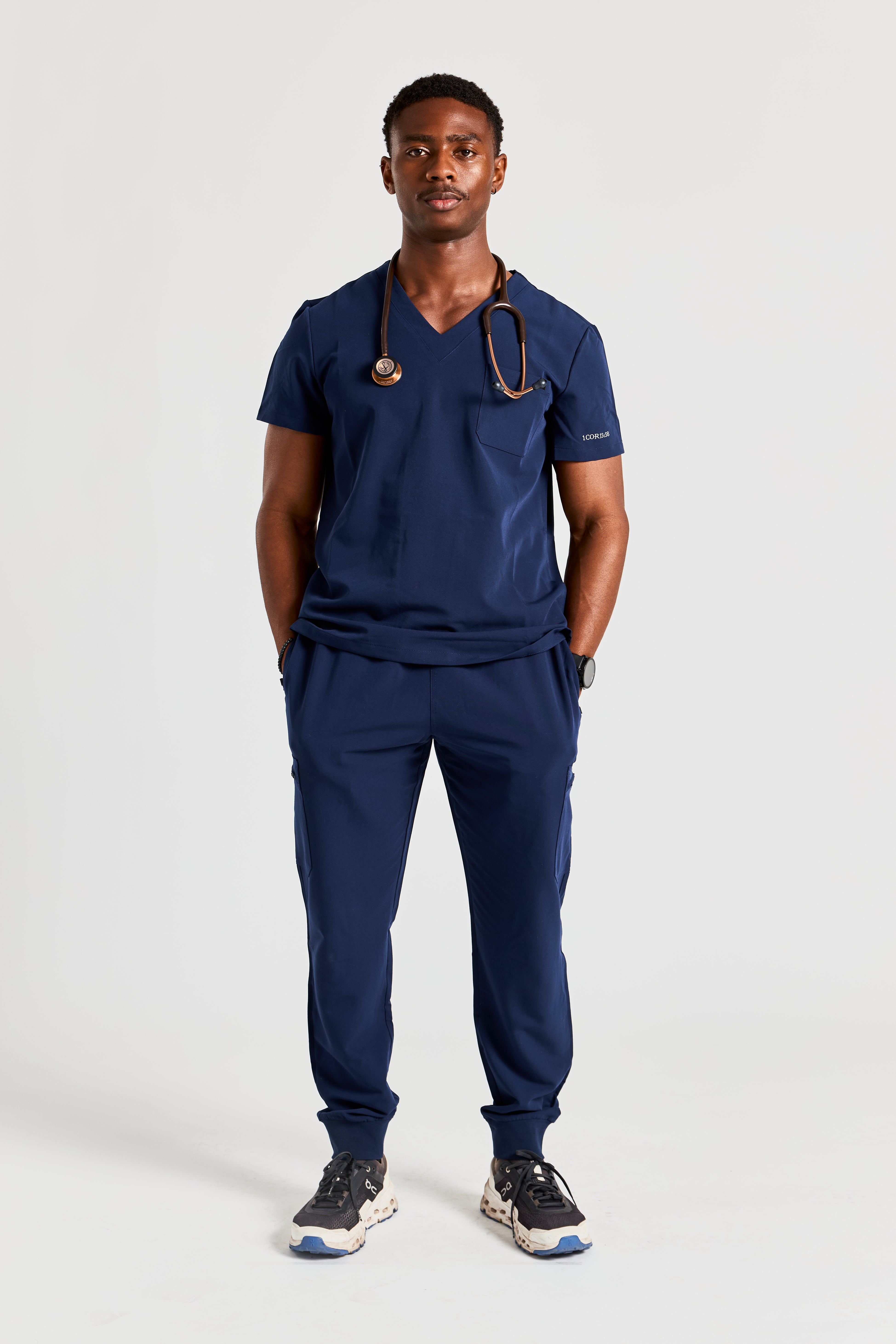 ANCHORED IN NAVY BLUE SCRUB SET