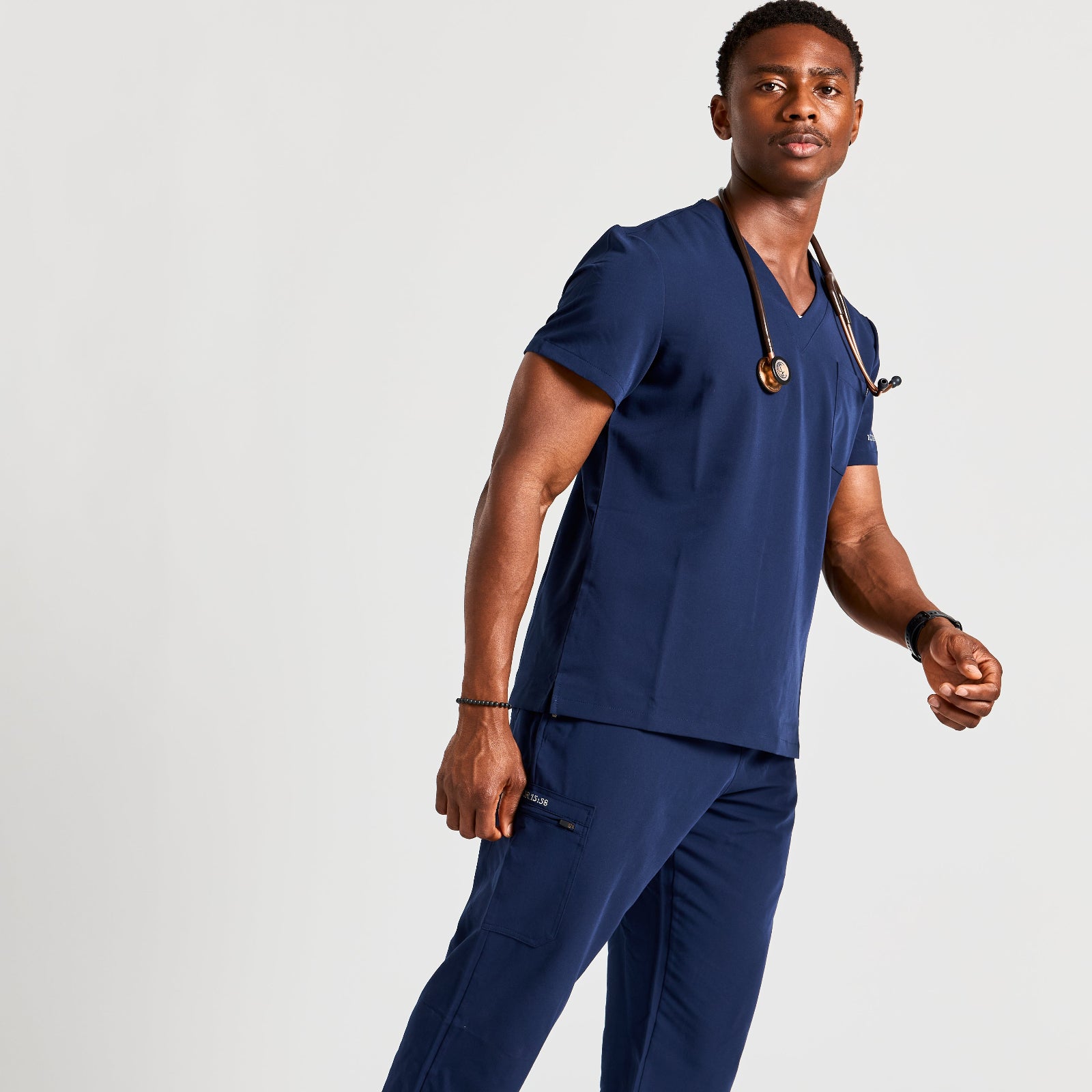 ANCHORED IN NAVY BLUE SCRUB SET