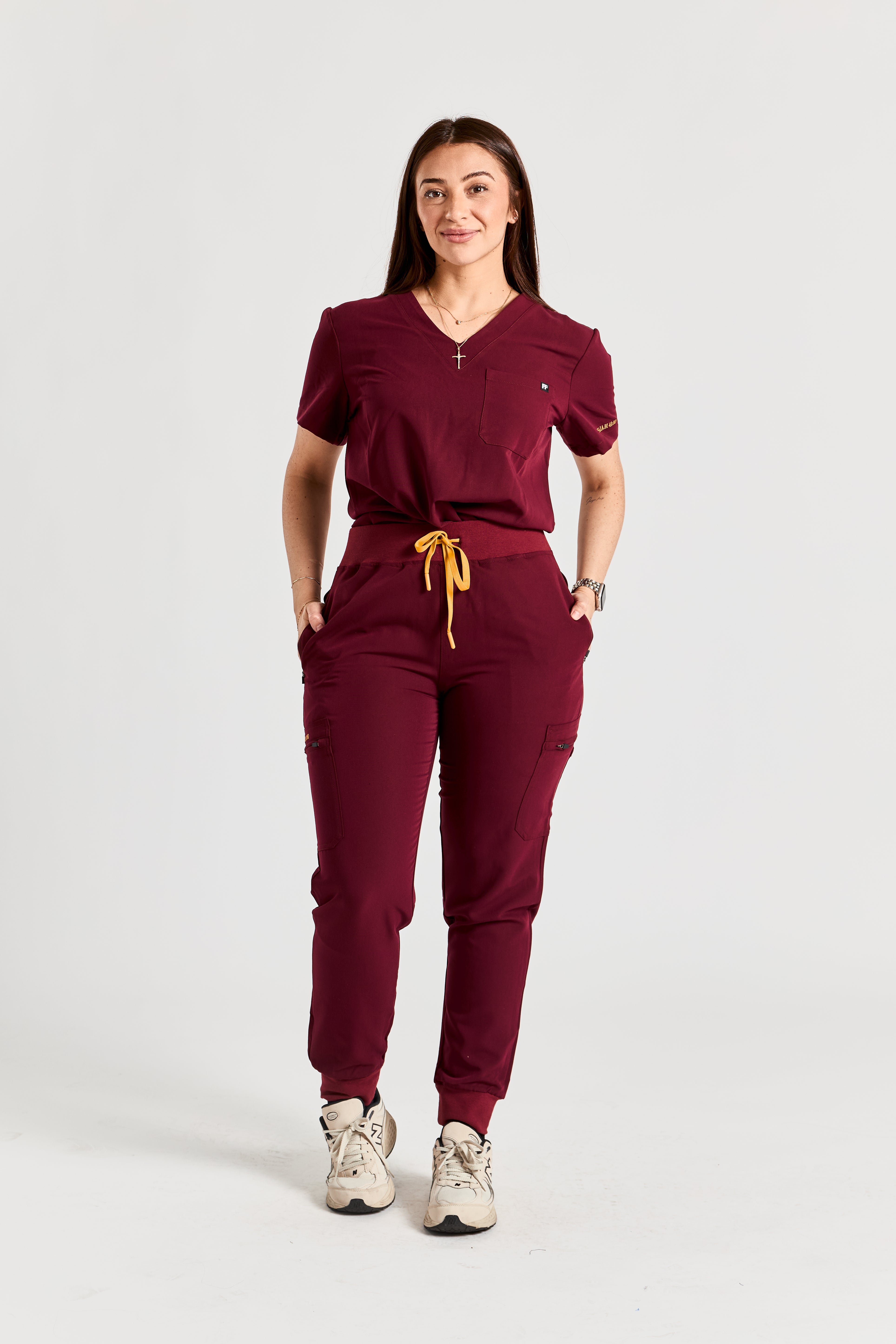 CHOSEN IN MAROON SCRUB SET