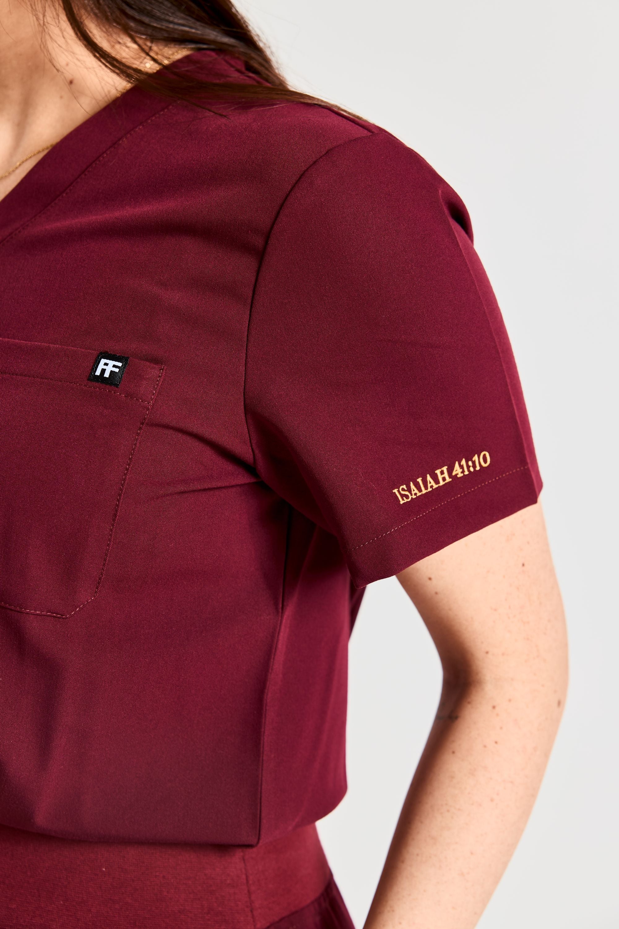 CHOSEN IN MAROON SCRUB SET