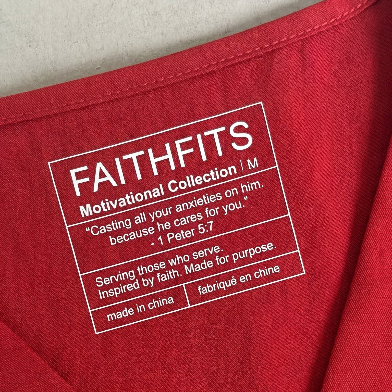REDEEMED IN RED SCRUB SET